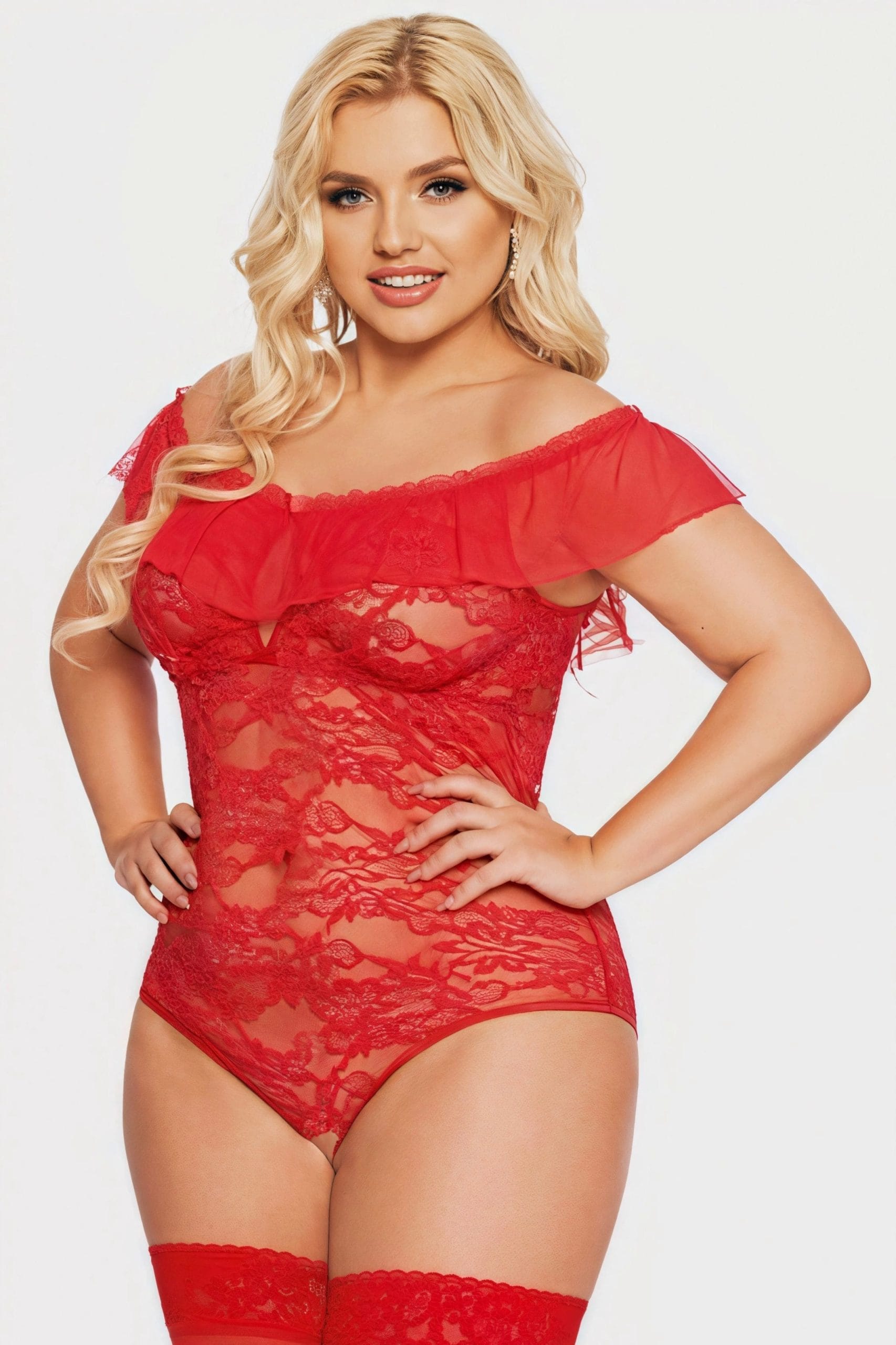 Мереживне боді з рюшами Softline Kamila